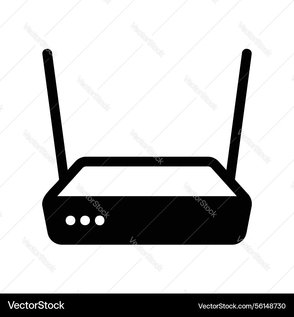 Solid style wireless router device icon Vector Image