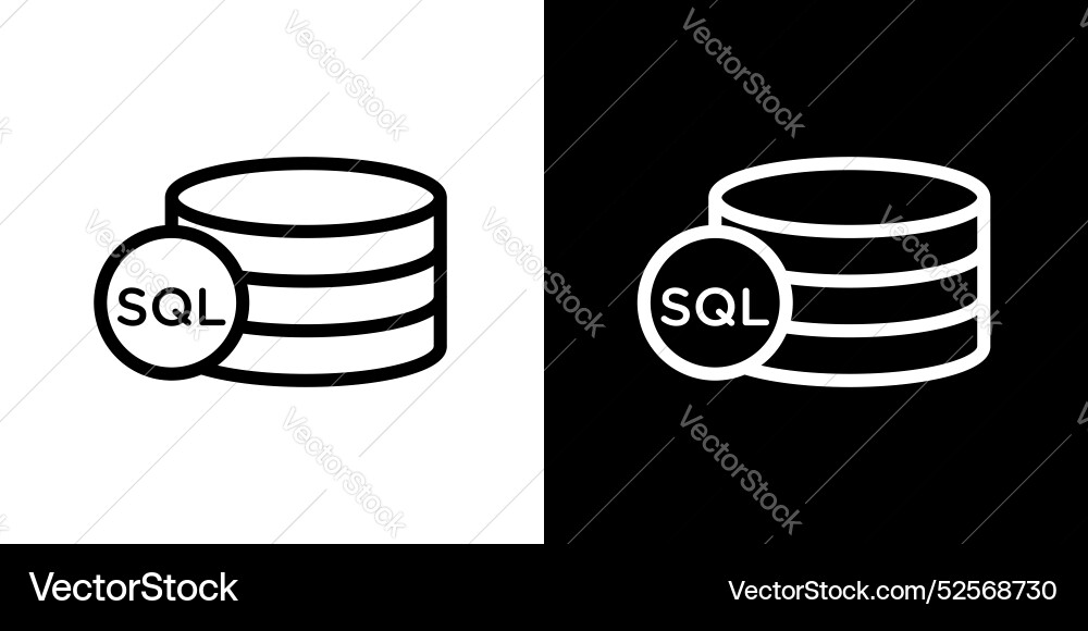 Sql icon set on white background Sql icon set on white background vector image