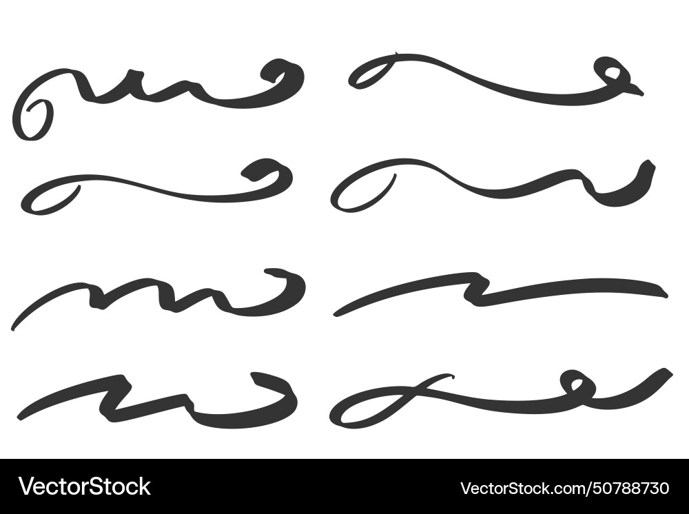 Swoosh hand drown lines swash and swish vector image