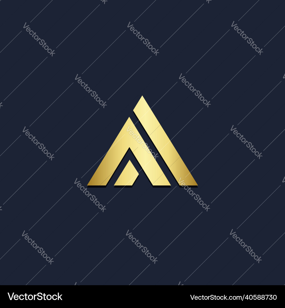 Triangle shape line gold logo Royalty Free Vector Image