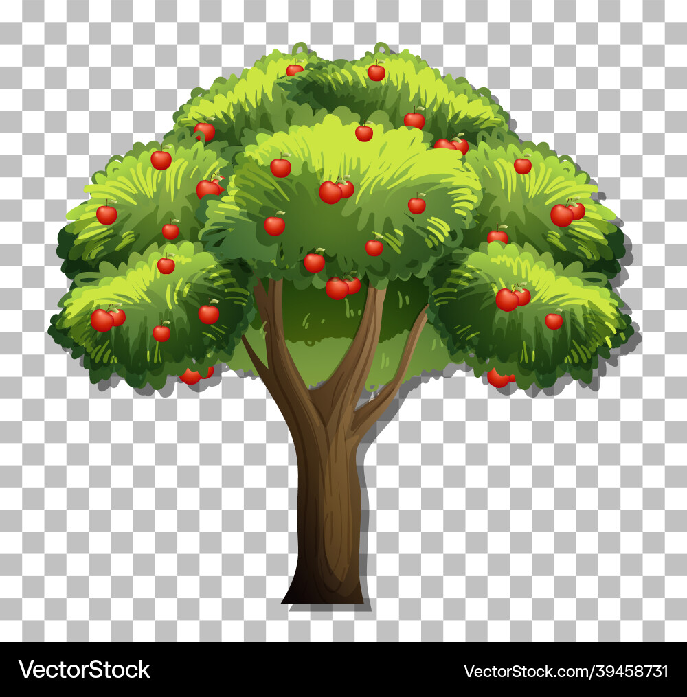 Apple tree on transparent background Royalty Free Vector