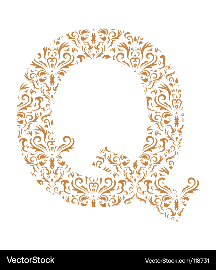 Blumenbrief Q Ornament Vektorbild