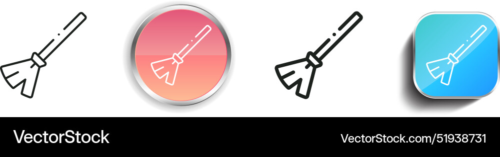 Broomstick icon thin linear regular and button vector image