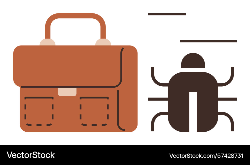 Bug and brown briefcase representing debugging vector image