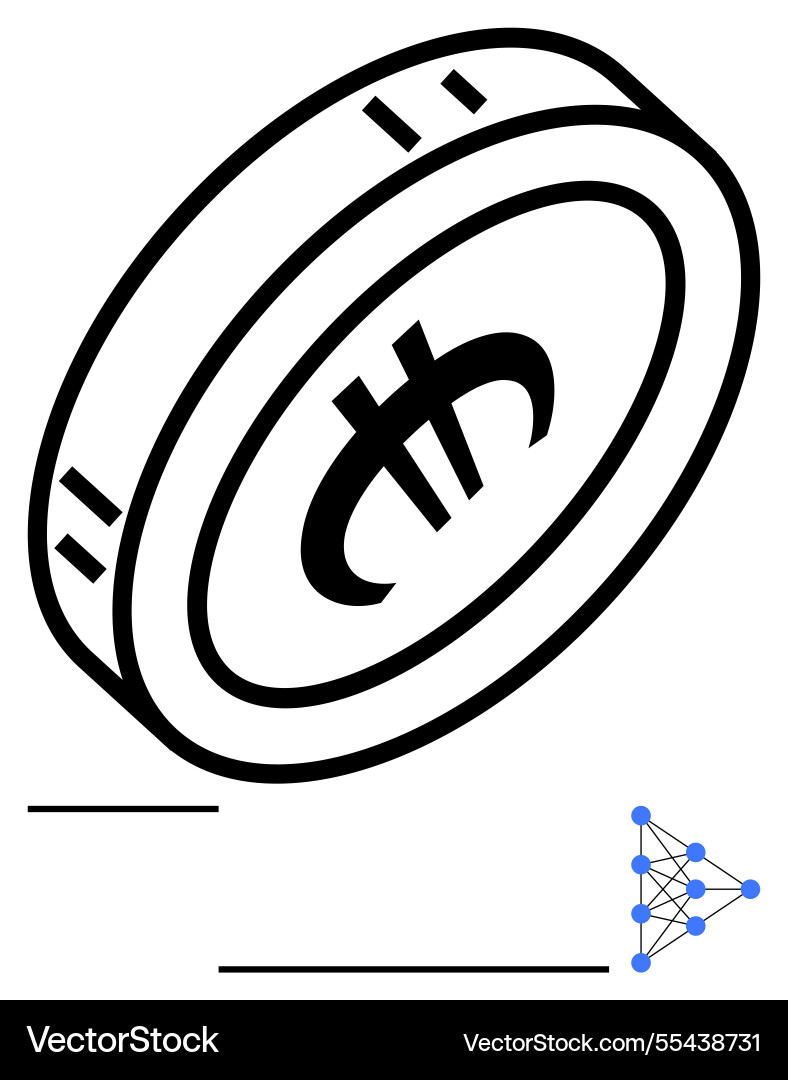 Cryptocurrency coin with blockchain and network Vector Image