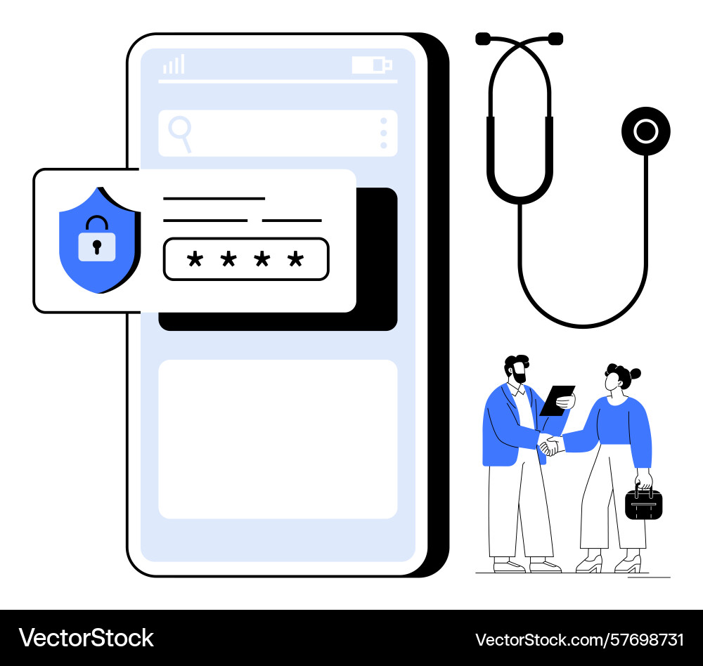 Digital medical access with secure login for data Vector Image