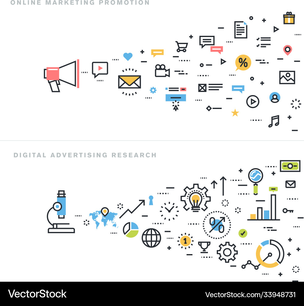 Flat line design concepts Flat line design concepts vector image