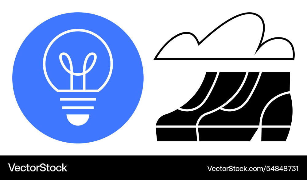 Lightbulb and rain boots with cloud concept Lightbulb and rain boots with cloud concept Vector Image