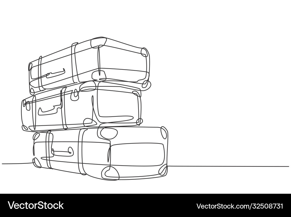 Retro Suitcase Stack - Single Line Vector Image