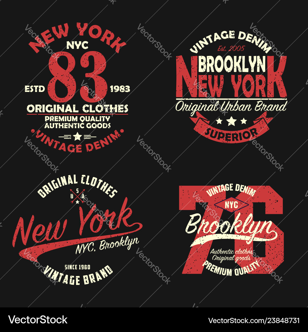 Set of new york brooklyn vintage print for t-shirt Set of new york brooklyn vintage print for t-shirt vector image