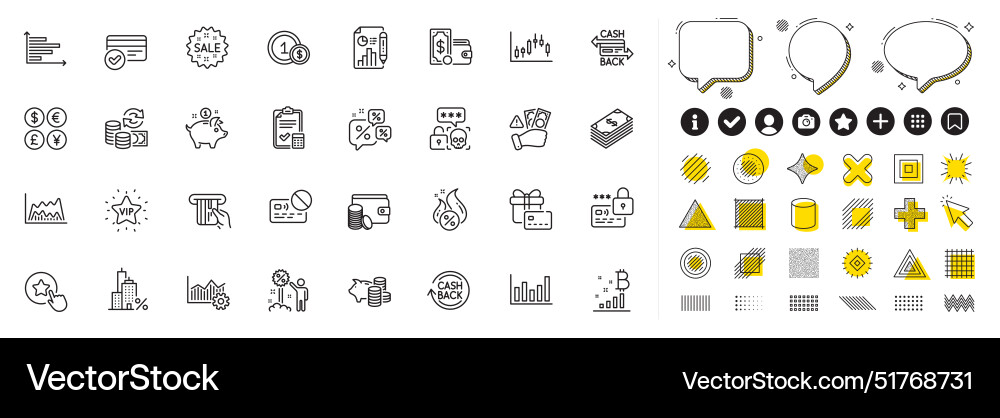Set of report document cashback and lock line Set of report document cashback and lock line vector image