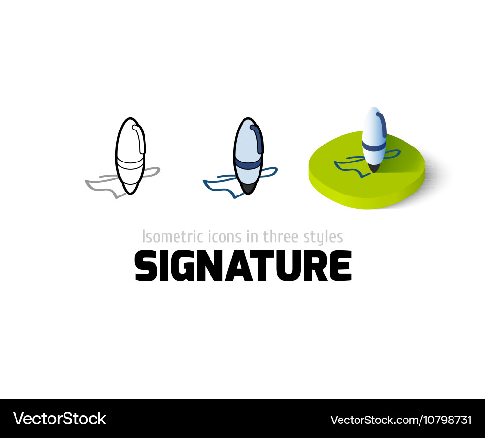 Signature icon in different style Vector Image