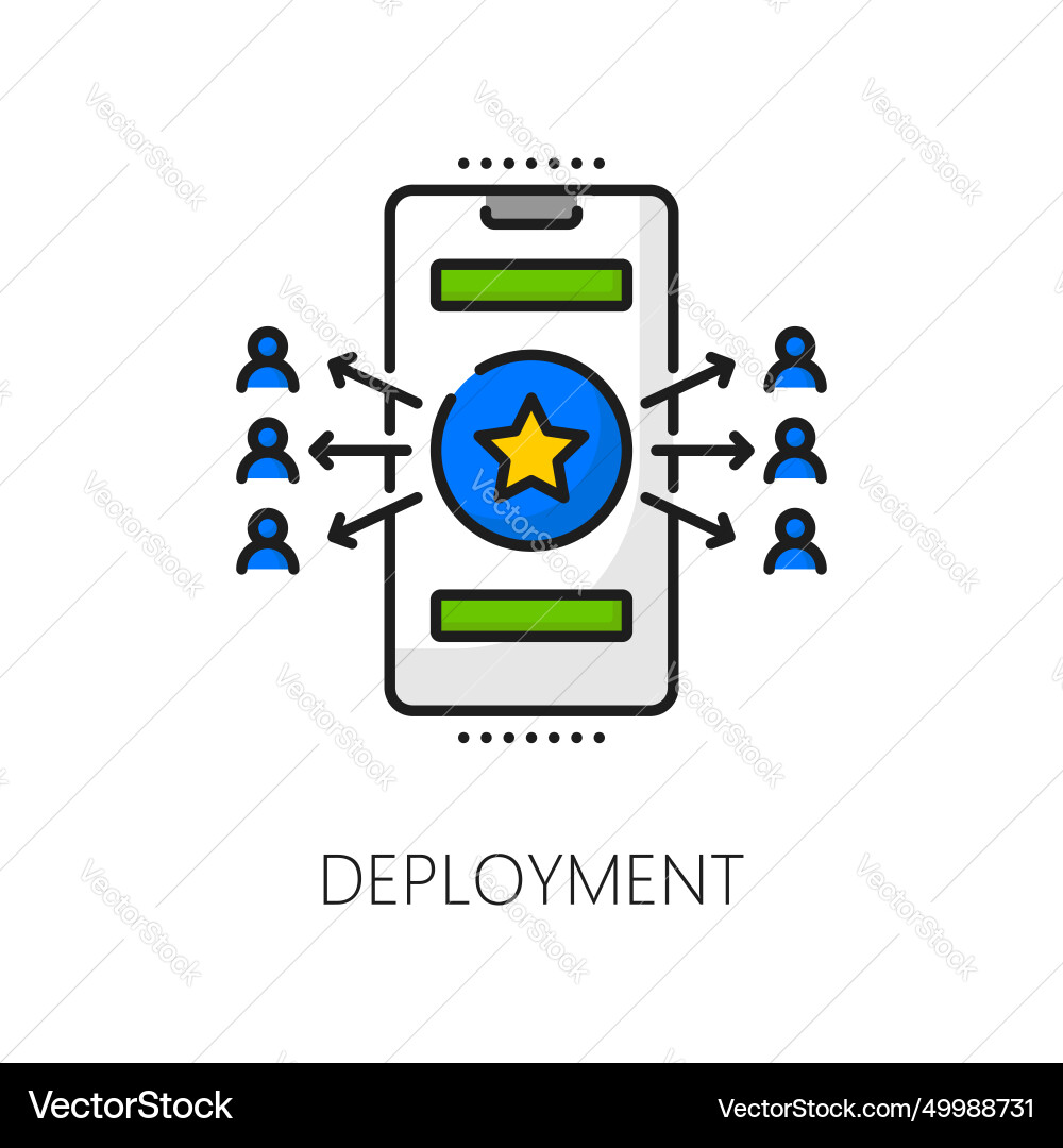 Software deployment mobile app develop line icon Software deployment mobile app develop line icon vector image