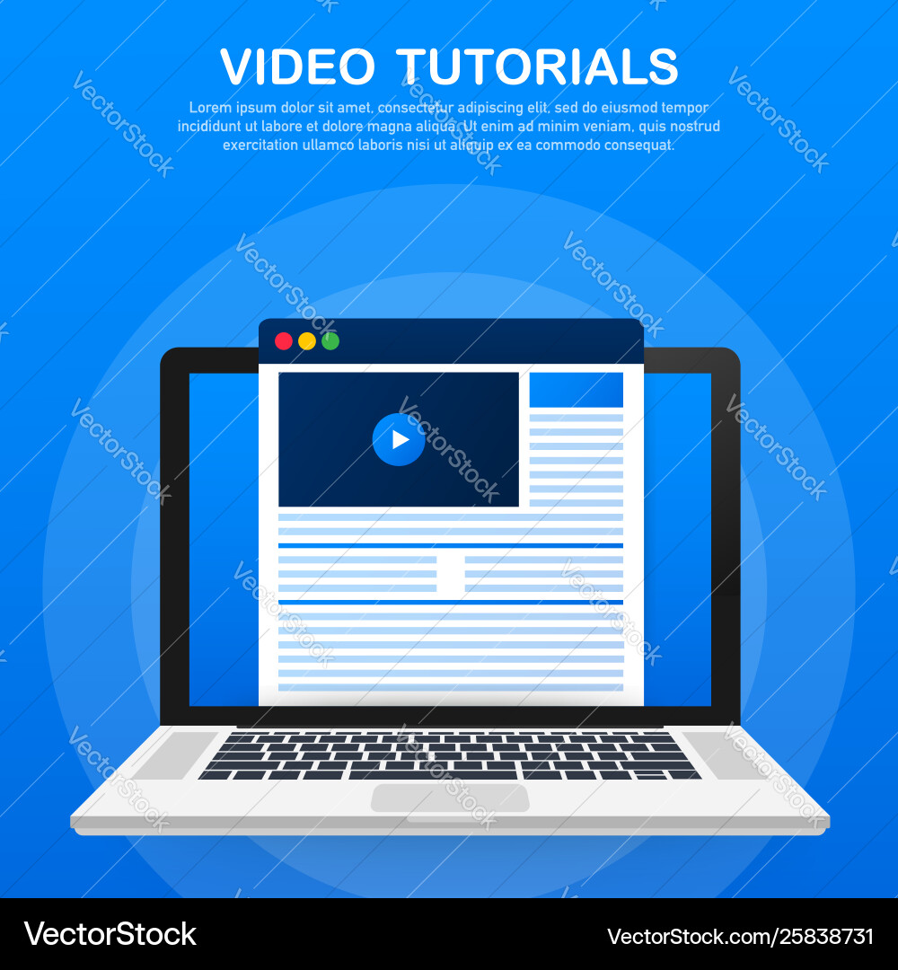 Video tutorials icon concept study and learning Video tutorials icon concept study and learning vector image