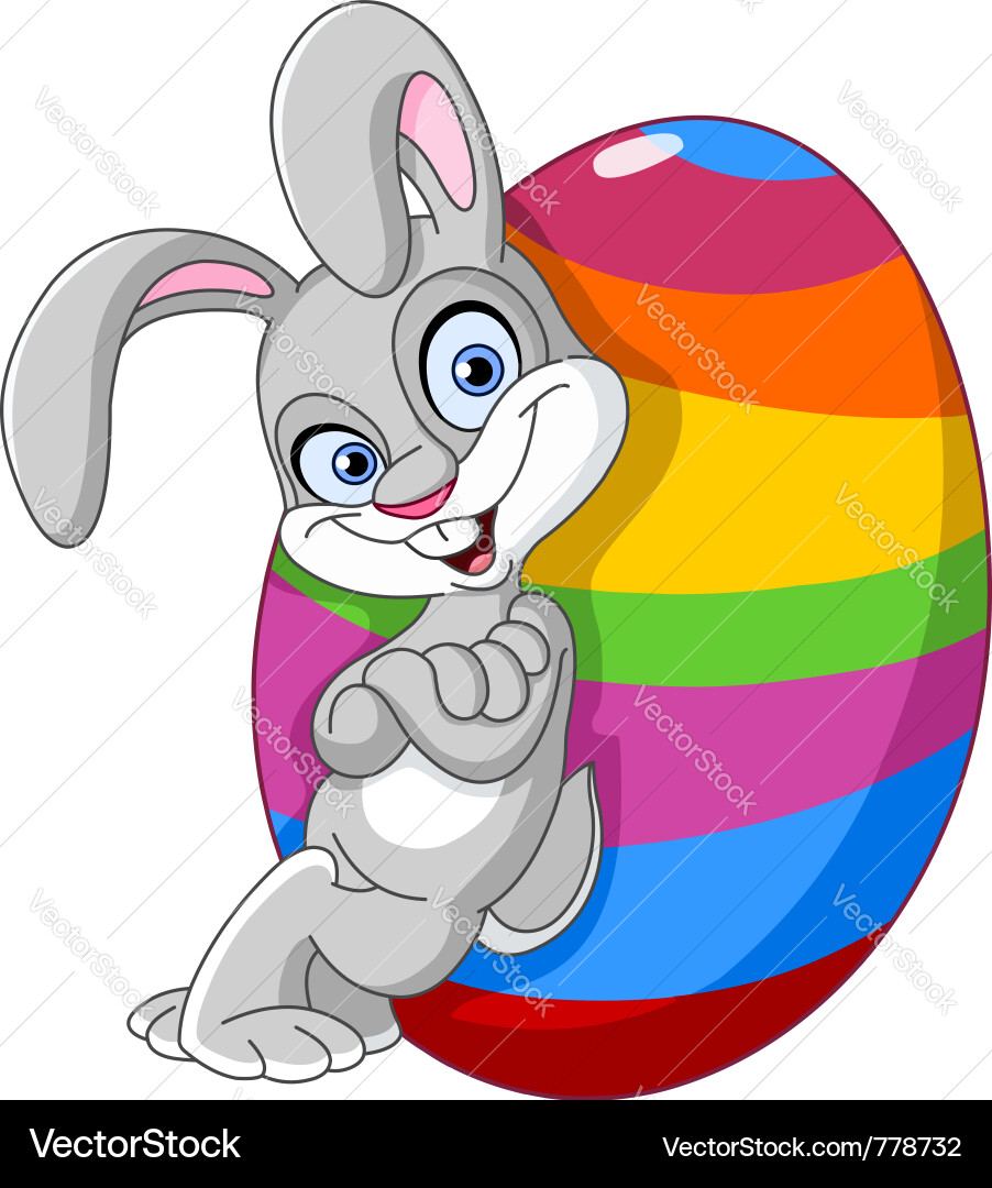 Cheerful Bunny with Easter Egg Royalty Free Vector Image