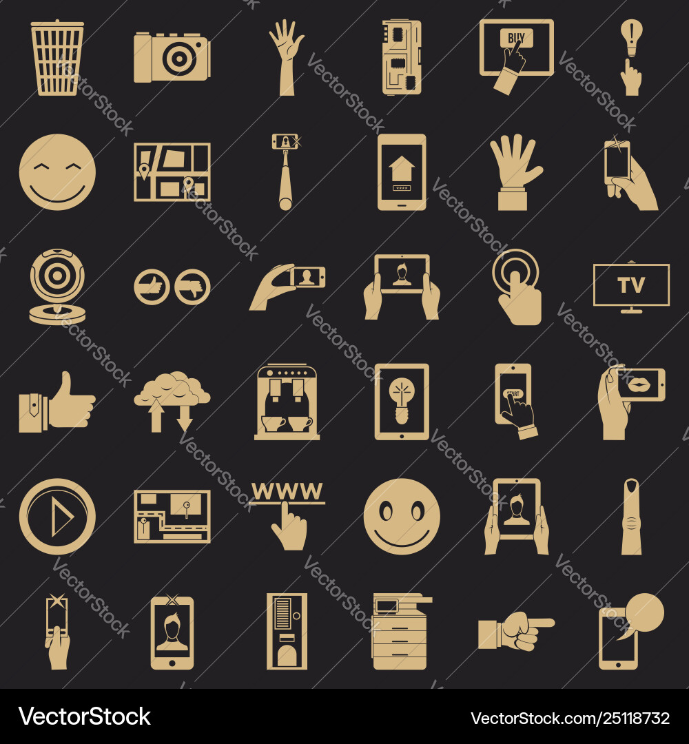 Downloading icons set simple style Downloading icons set simple style vector image