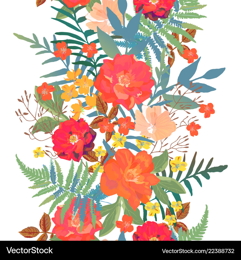 Flowers seamless border hand drawn for print Flowers seamless border hand drawn for print vector image