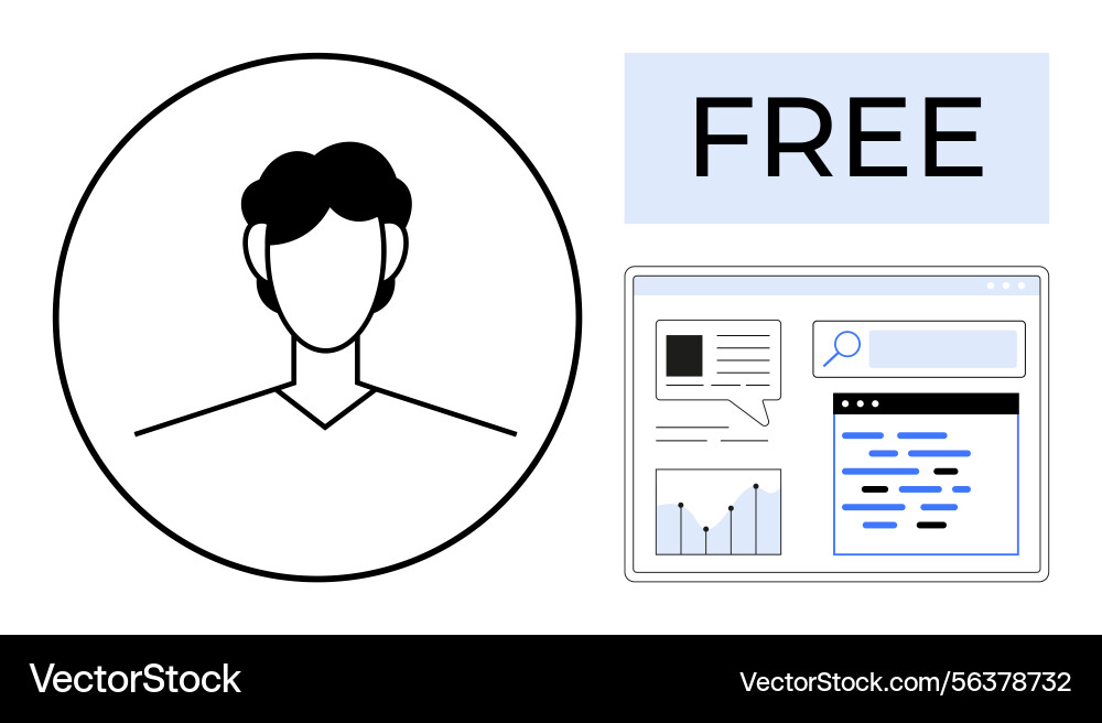 Free user account with dashboard highlighting Free user account with dashboard highlighting Vector Image