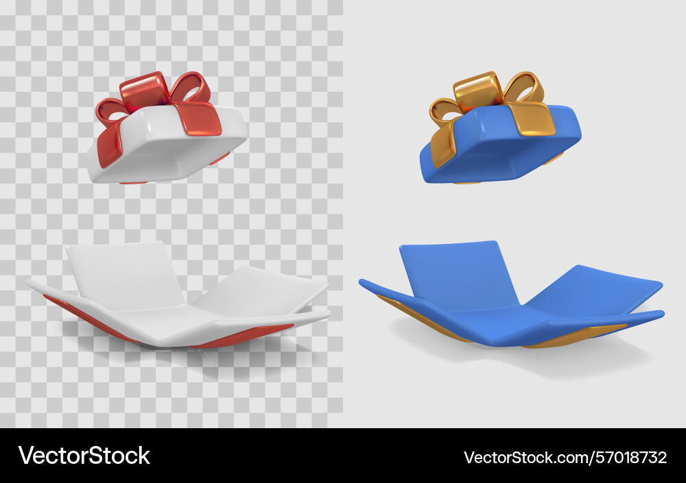 Gift box with ribbon exploding open in 3d style vector image
