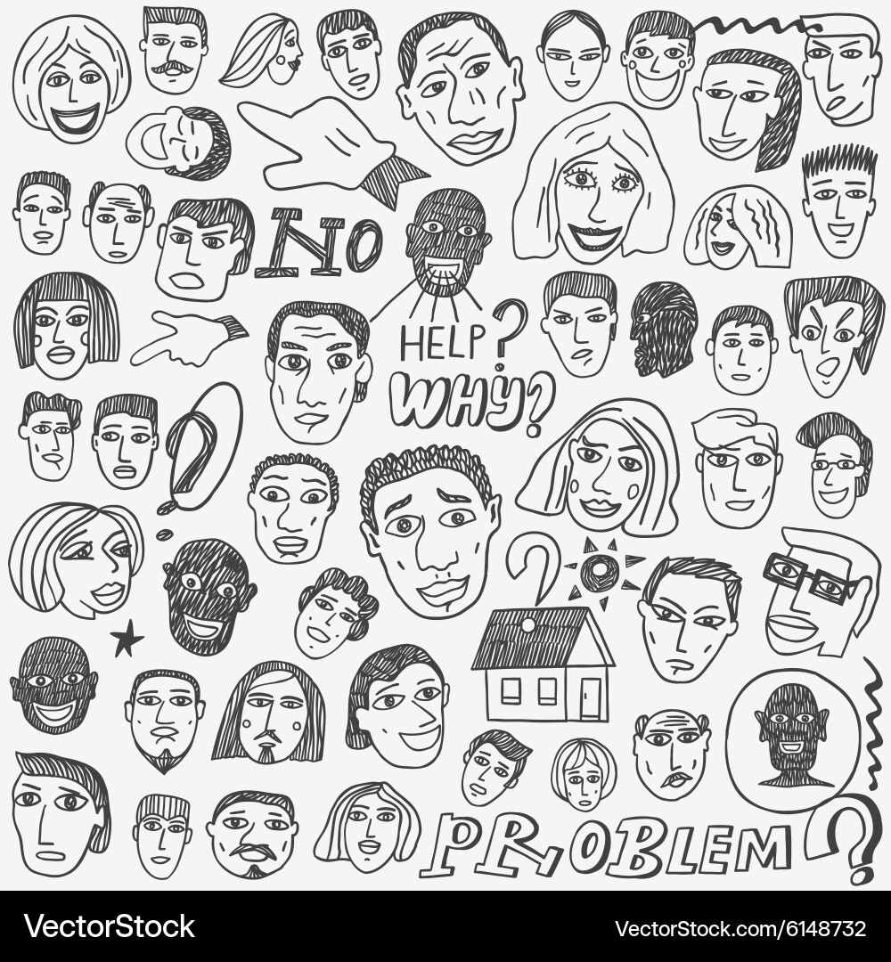 People faces doodles Royalty Free Vector Image