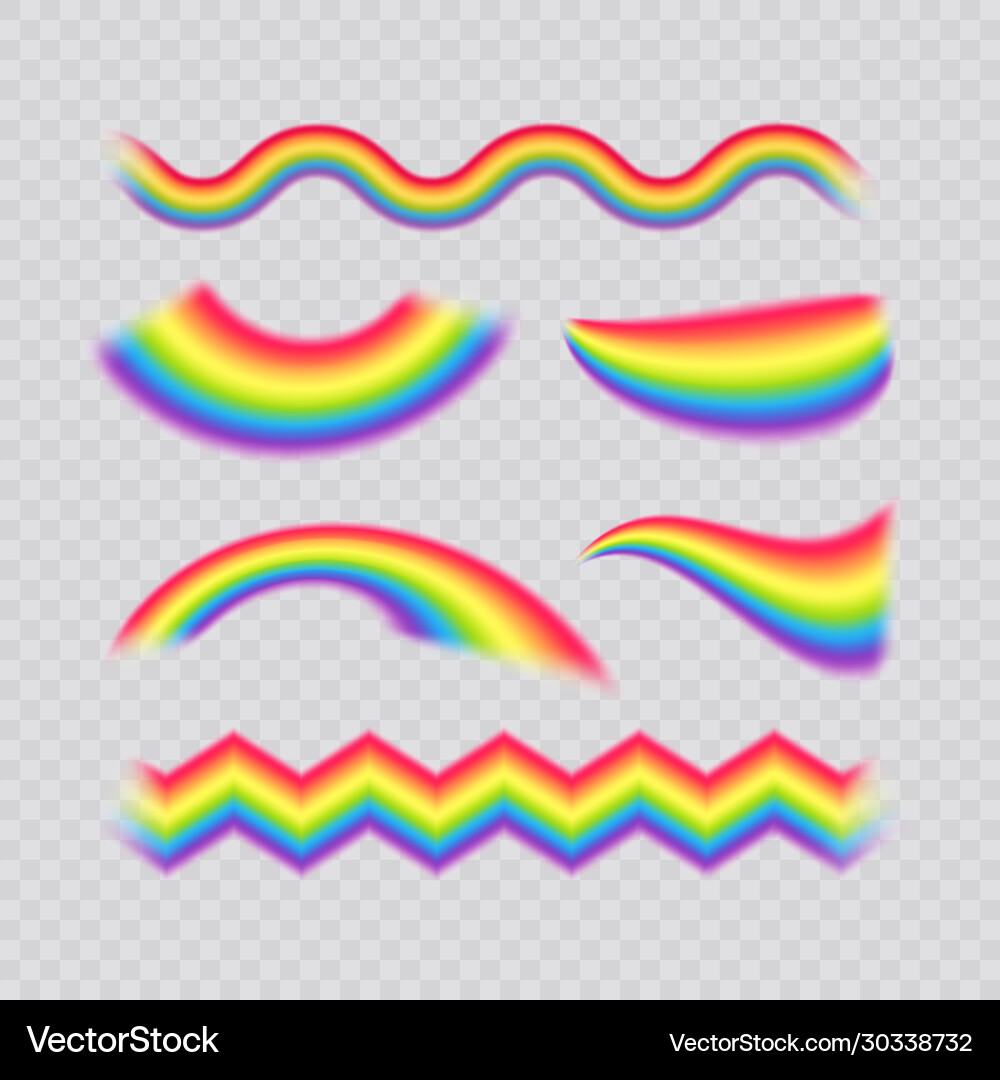 Rainbow set on transparent background realistic Rainbow set on transparent background realistic vector image