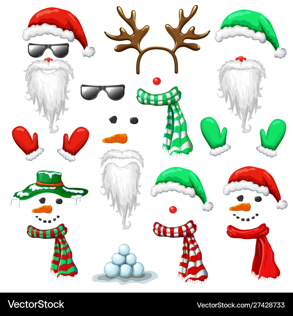 Big set christmas and new year photo Big set christmas and new year photo vector image