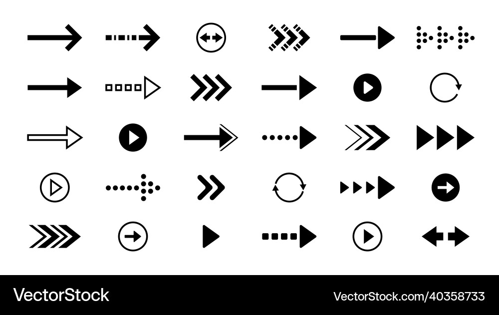 Black arrow icons interface back forward left Vector Image