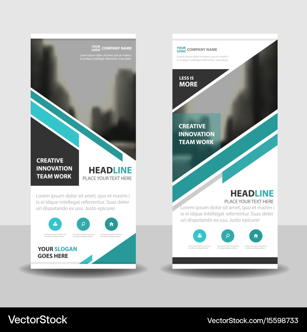Blue triangle business roll up banner flat design Vector Image
