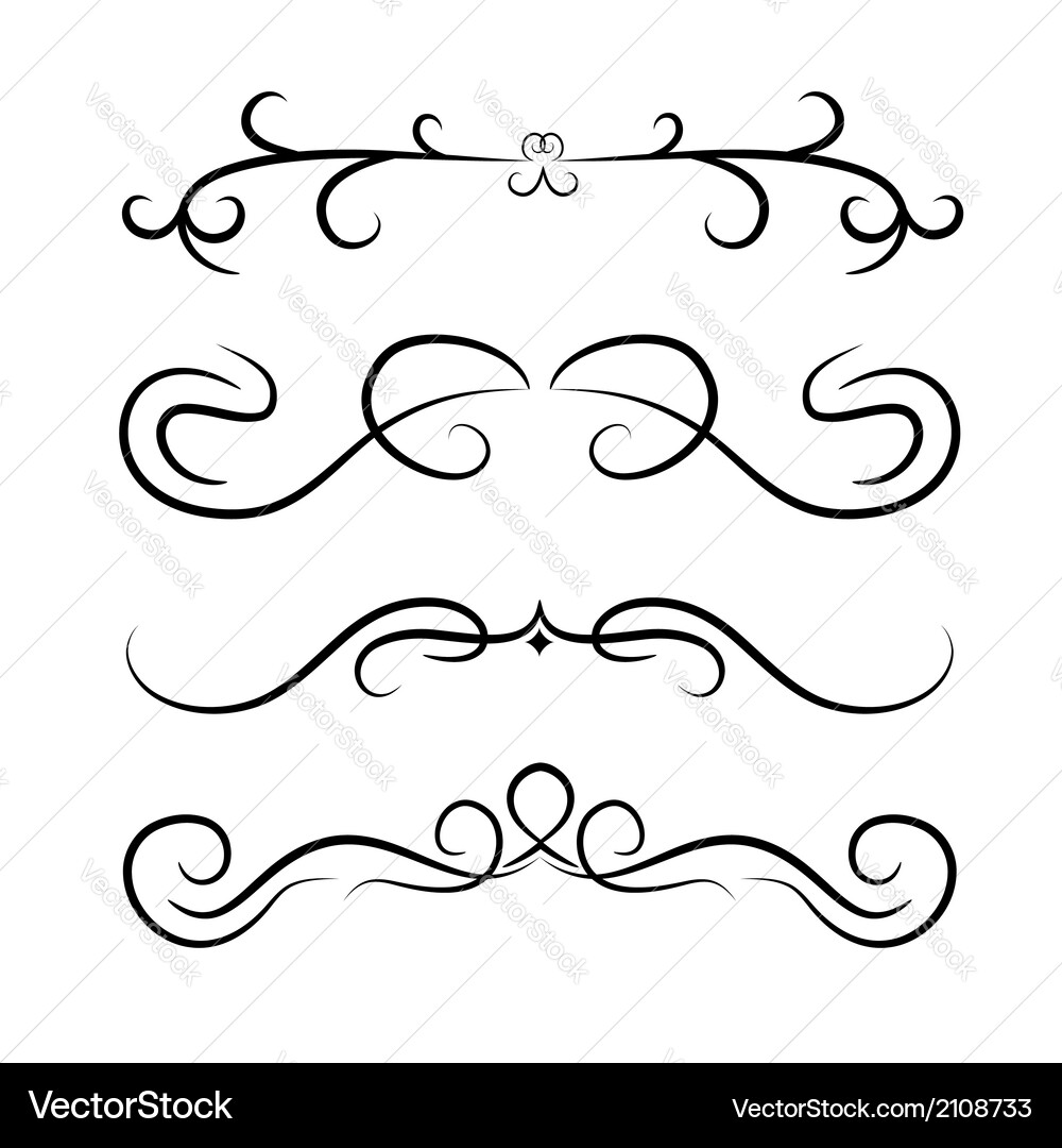 Calligraphic design element set Vector Image