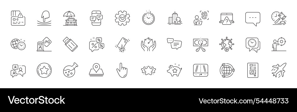 Clock timer and phone messages line icons Clock timer and phone messages line icons vector image