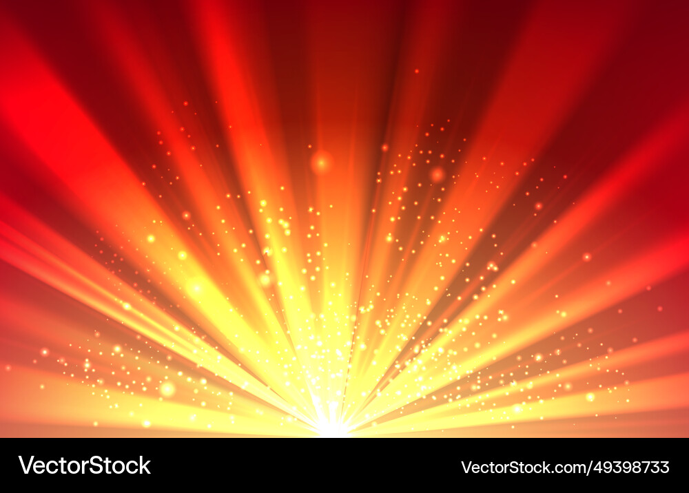 Golden light rays with shining dots Golden light rays with shining dots vector image
