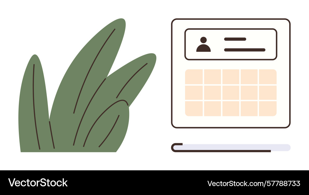 Online profile setup with calendar and leaf design Online profile setup with calendar and leaf design Vector Image