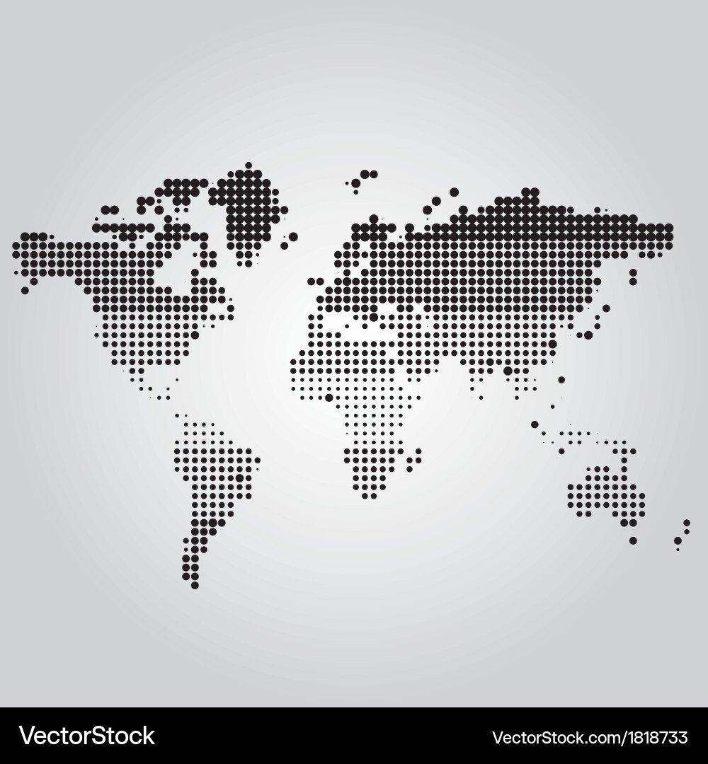 World map with dots of different sizes vector image