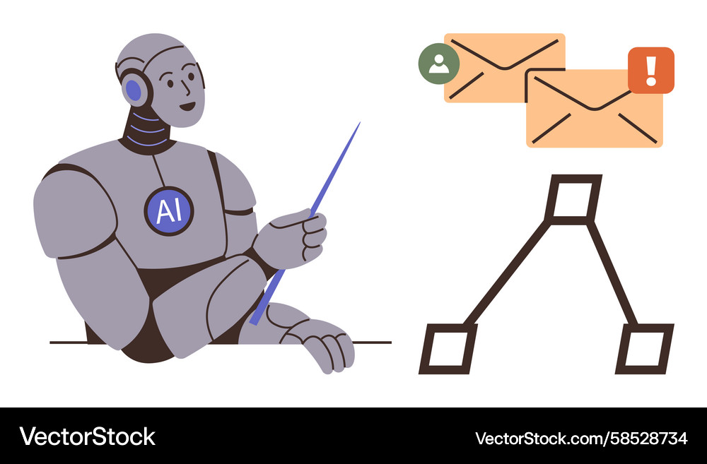 AI Robot Explaining Email Automation Vector Image