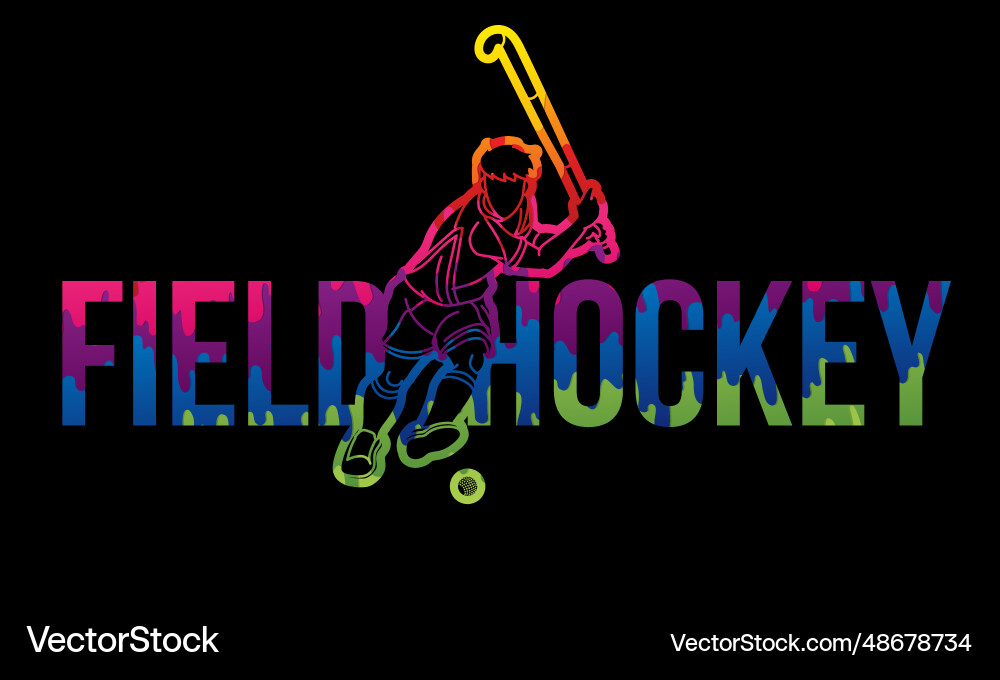 Dynamic Field Hockey Player Font vector image