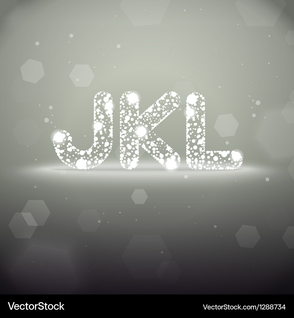 Glowing font from j to l on bokeh background vector image