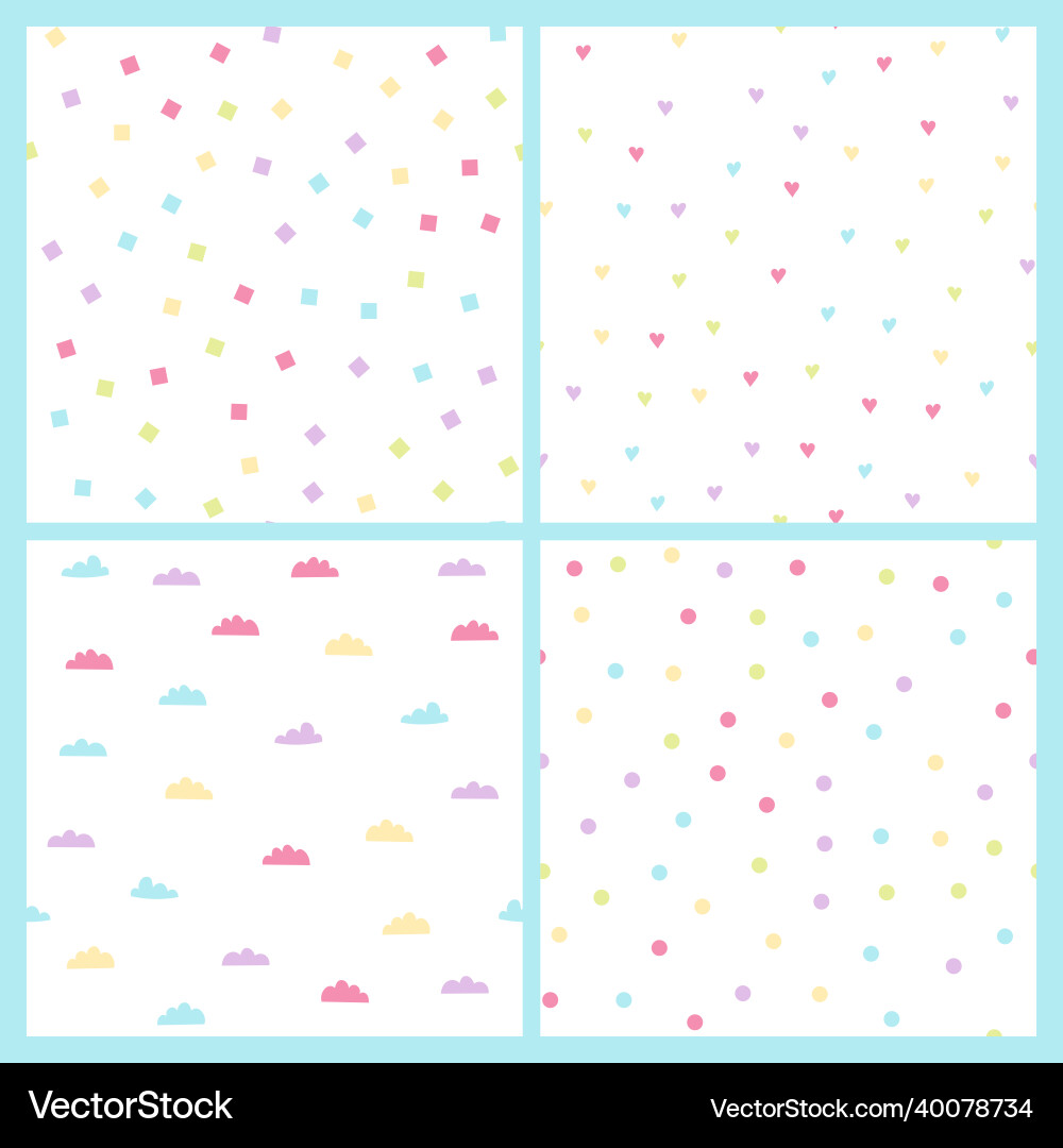 Set of simple seamless patterns in pastel colors Set of simple seamless patterns in pastel colors vector image
