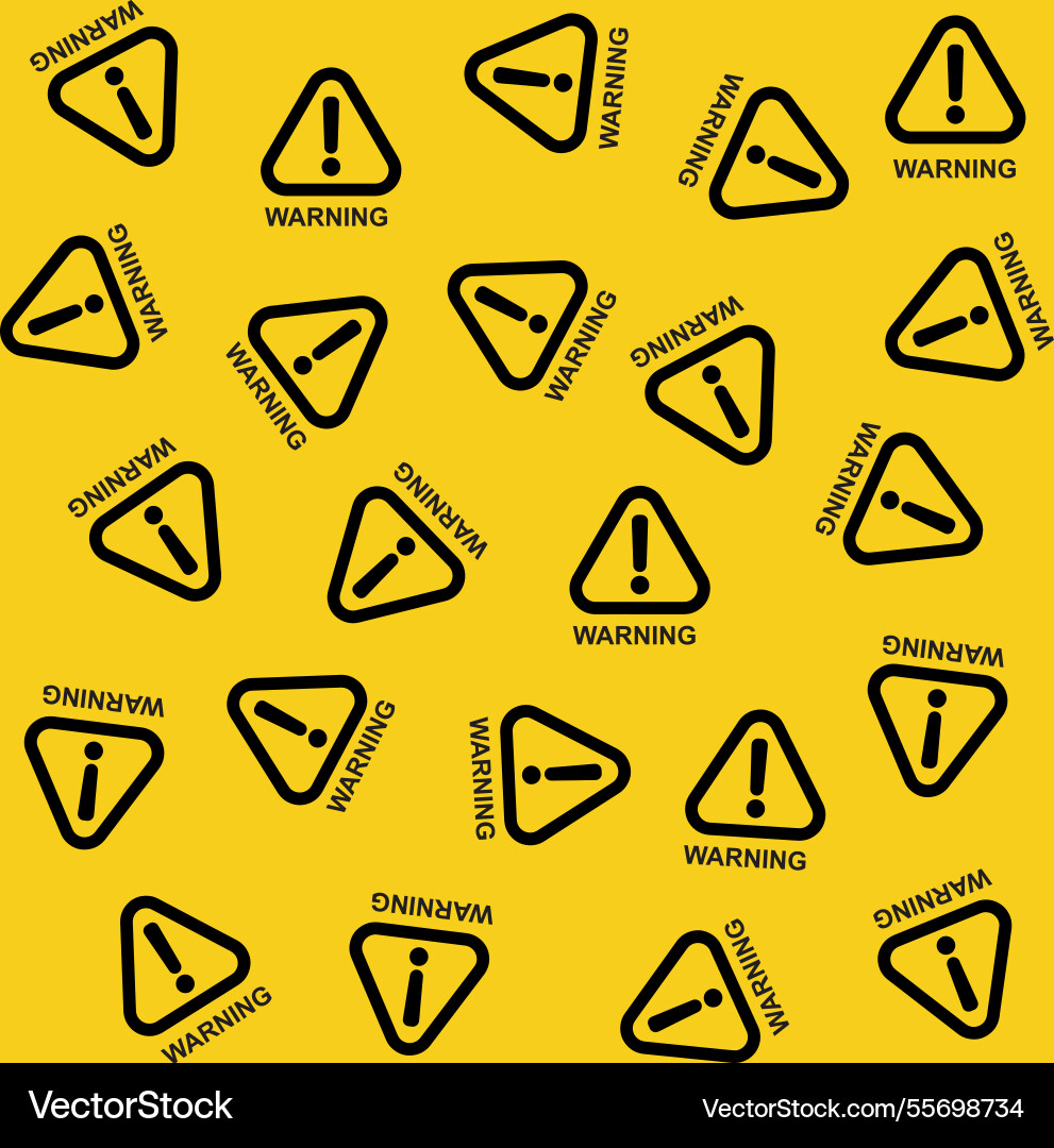 Warning sign pattern on yellow background vector image