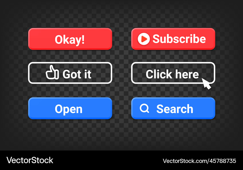 Different interface buttons set 3d objects Different interface buttons set 3d objects Vector Image