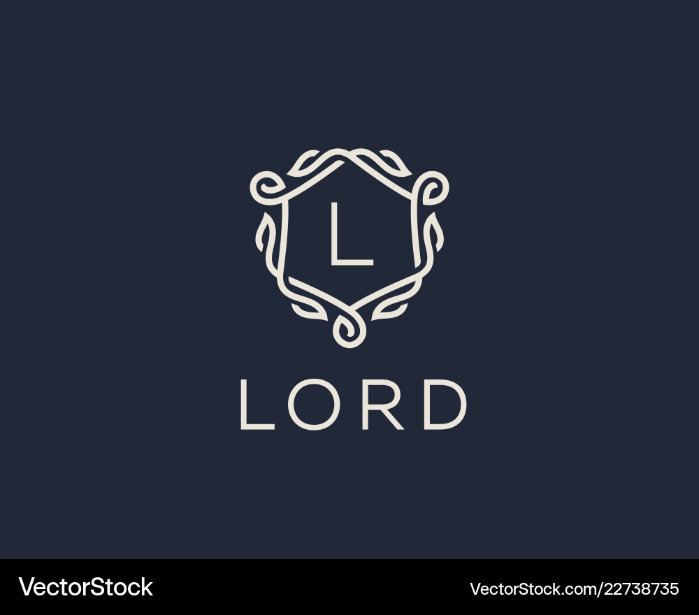 Elegant Shield Monogram Letter L Vector Image