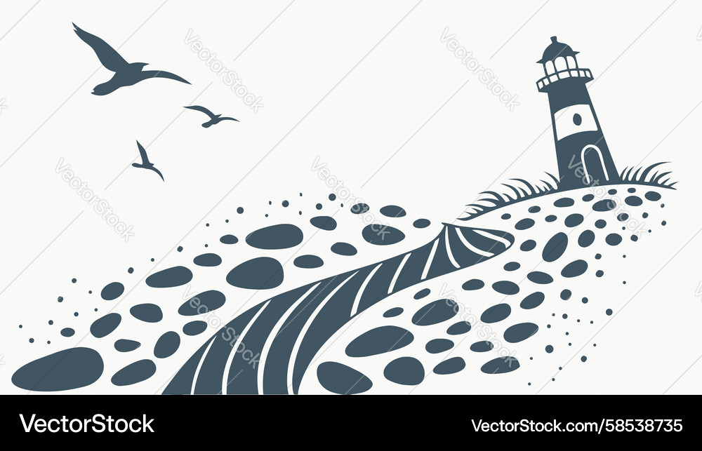 Lighthouse Path with Turtle Tracks Vector Image