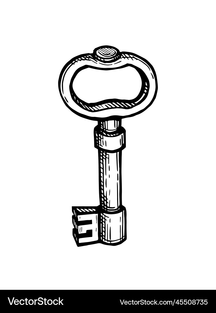 Old key ink sketch Royalty Free Vector Image - VectorStock