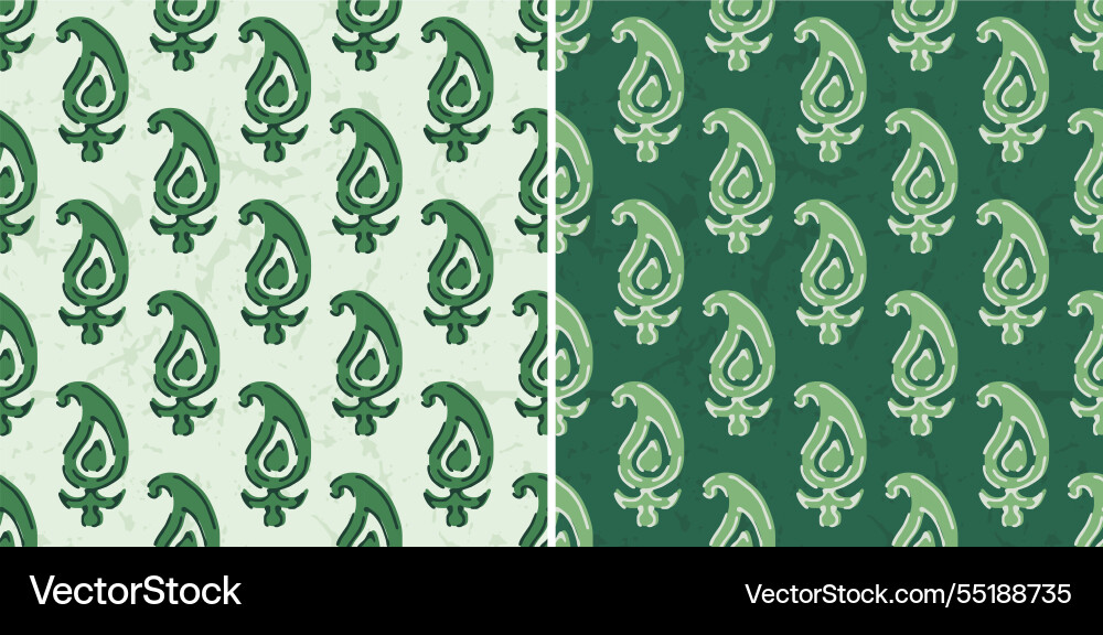Paisley block print repeat pattern vector image