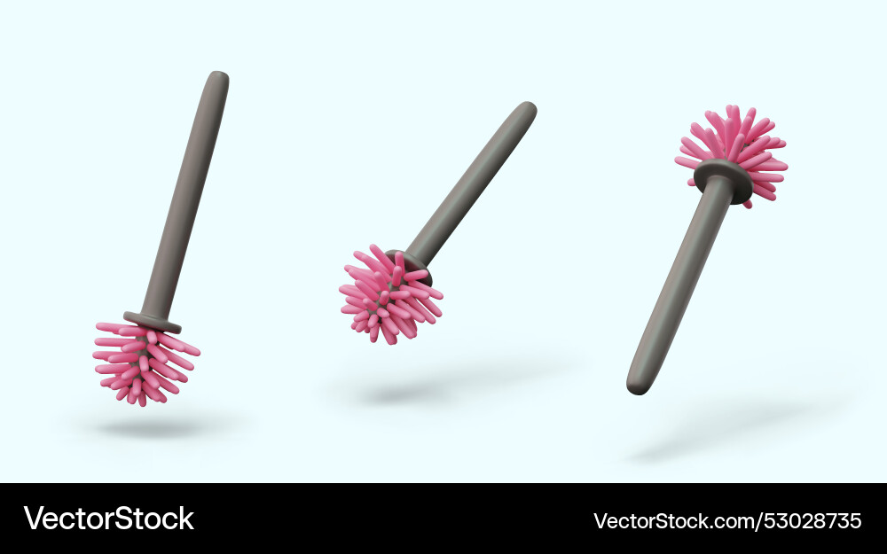 Realistic round brush in different positions tool Realistic round brush in different positions tool vector image
