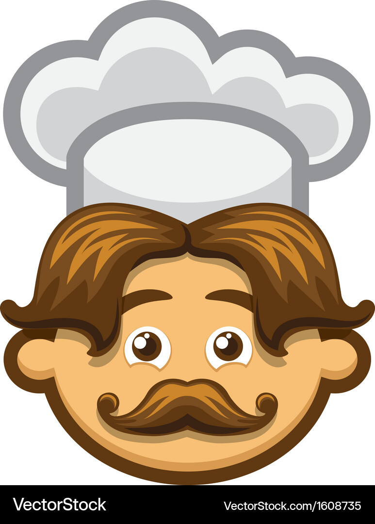 Smiling cook with mustache and chefs hat Vector Image