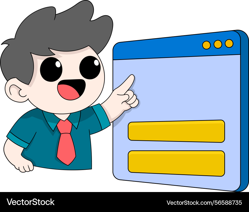 Ux designer explaining app interface user comfort vector image