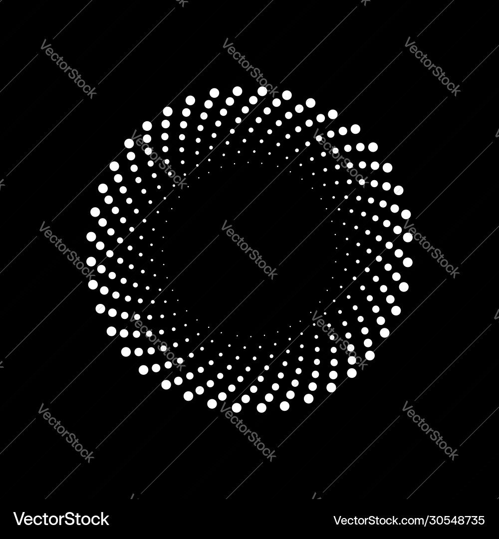 Weiße kurvige Halbtöne gepunktete Linien in Spiralform Weiße kurvige Halbtöne gepunktete Linien in Spiralform vektorbild