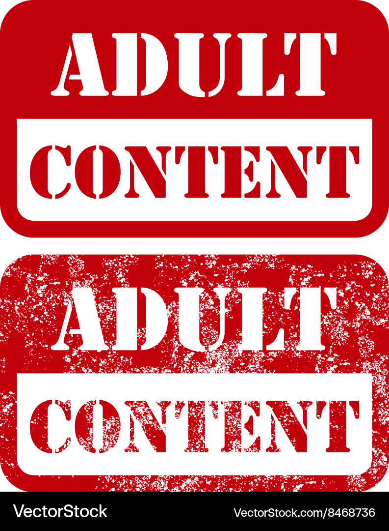 Adult content sign - shabby stamp vector image