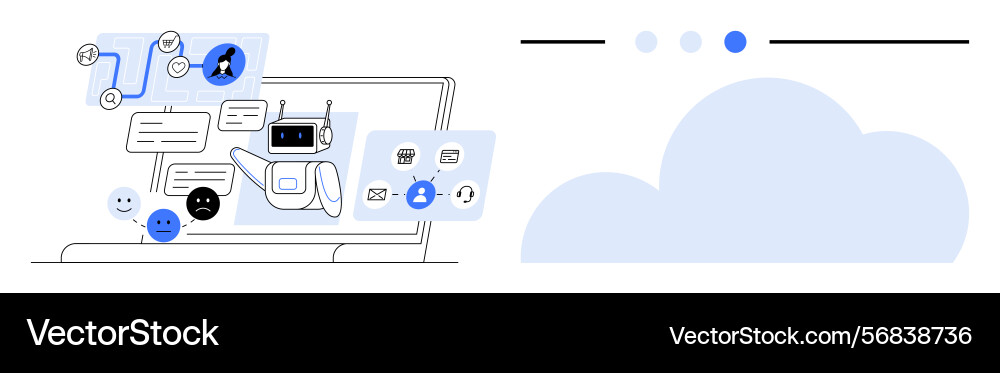 Conversational ai interacting with users through Conversational ai interacting with users through vector image