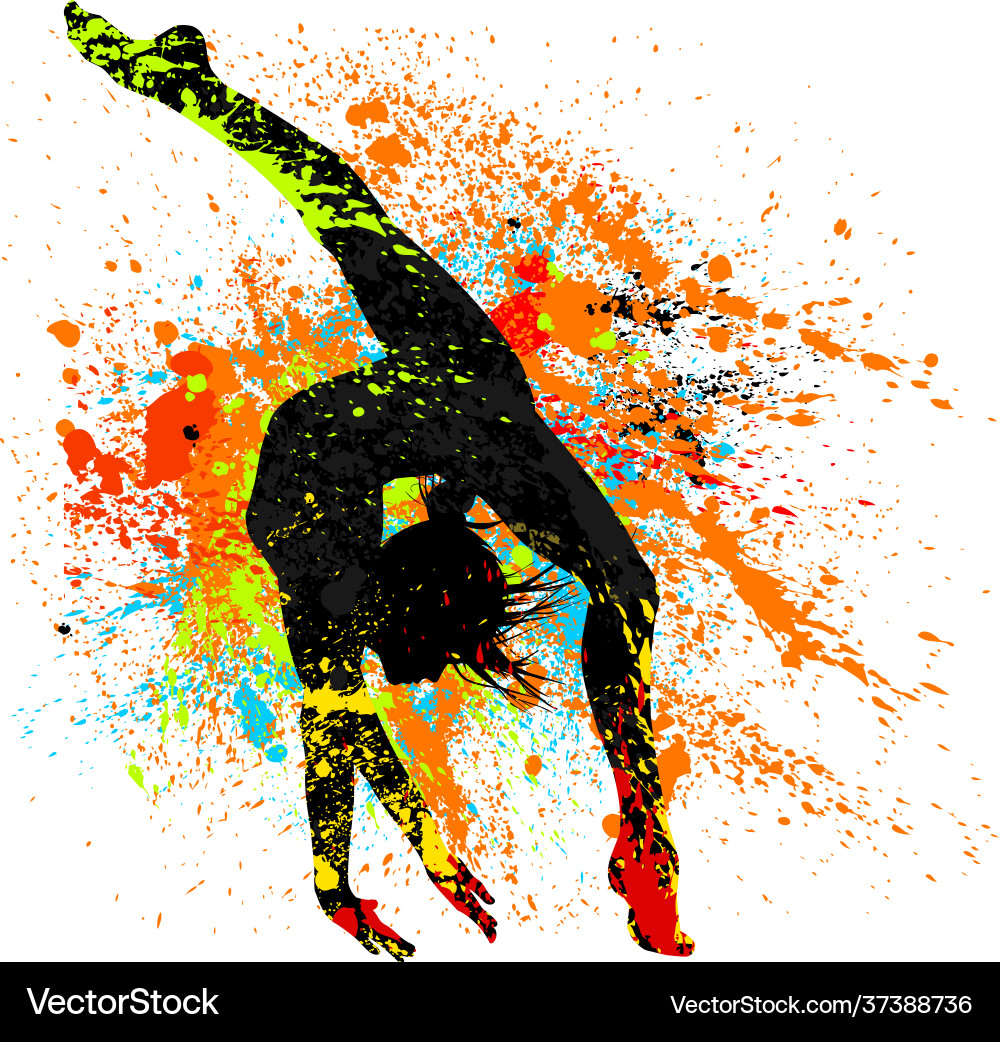 Dynamic Dancer in Colorful Splatters Vector Image
